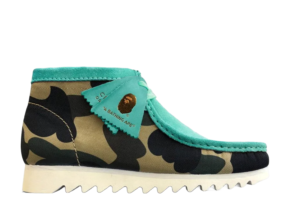 A BATHING APE × Clarks Wallabee "Light Blue Combi"