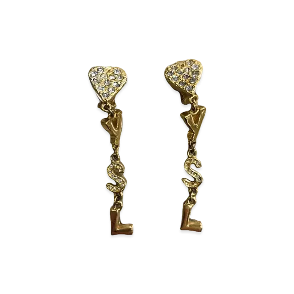 SAINT LAURENT YSL Heart Earrings "Gold"