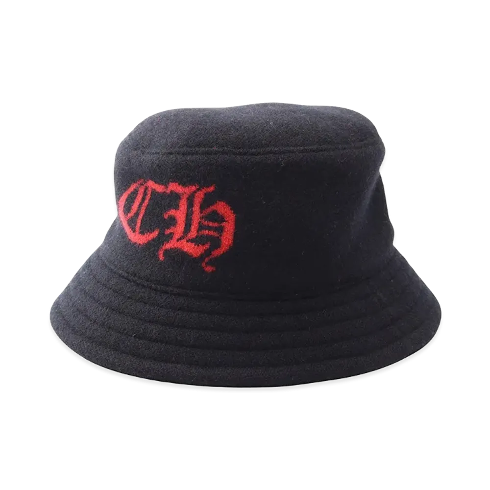 Chrome Hearts CH Logo Cashmere Bucket Hat "Black/Red"