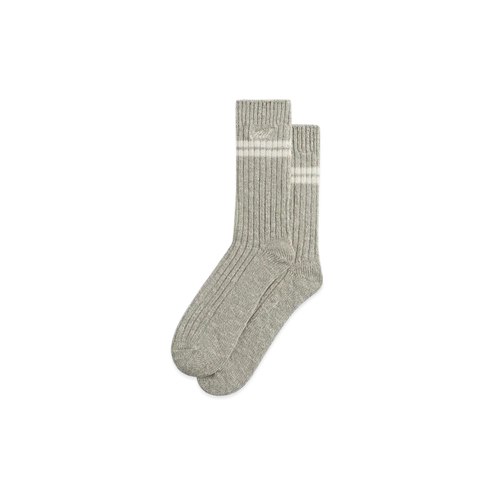Kith Calf Stripe Marled Crew Sock "Light Heather Grey"