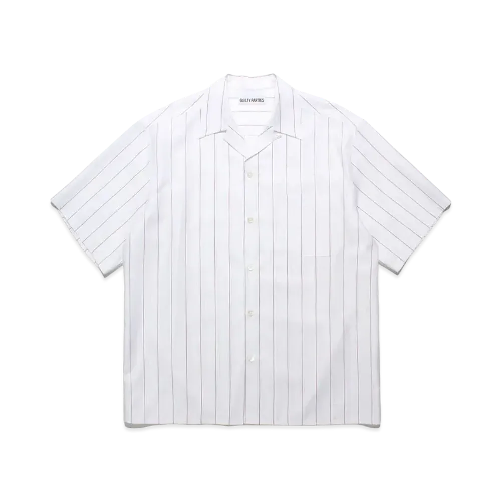 WACKO MARIA Soktas / Striped Open Collar Shirt "Burgundy"