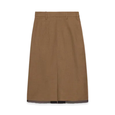 PRADA Women's Wool Midi Skirt "Brown"