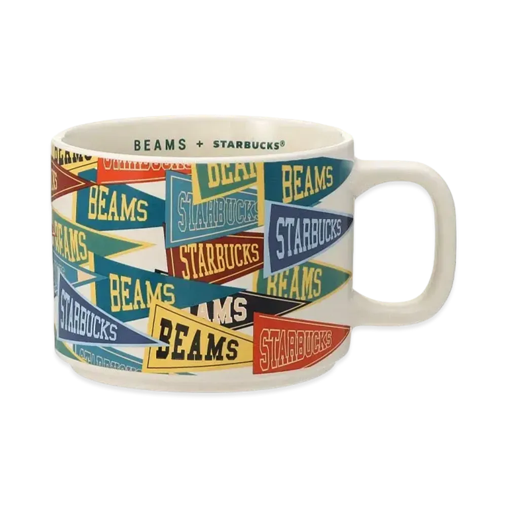 STARBUCKS x BEAMS Recycled Ceramic Mug Pennant Design 355ml "Beige"