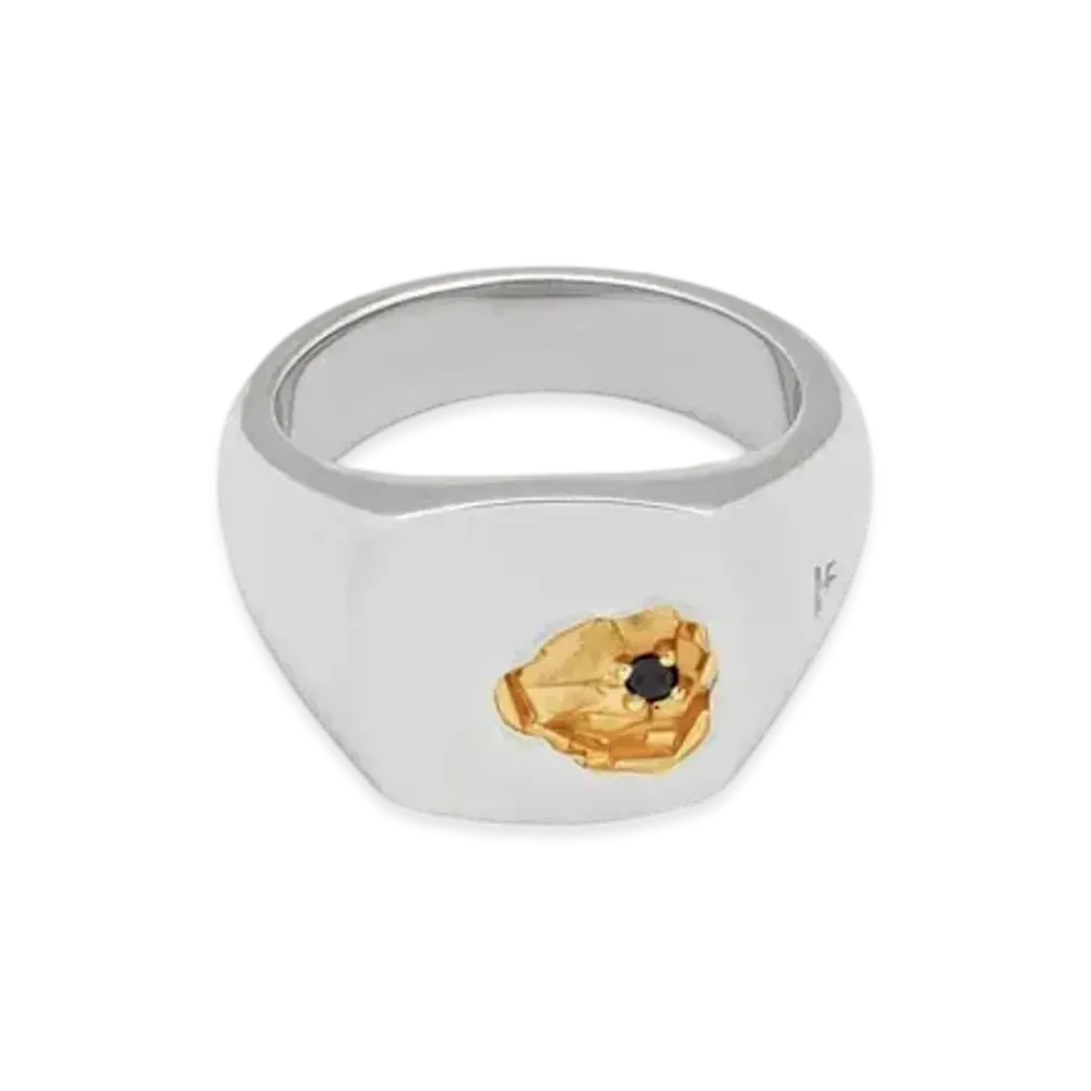 TOMWOOD Mined Ring Small Black Diamond "Silver"