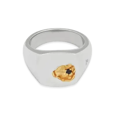 TOMWOOD Mined Ring Small Black Diamond "Silver"