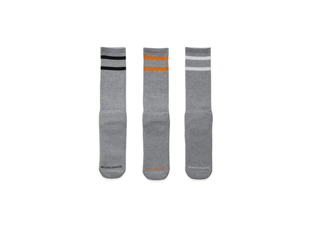 NEIGHBORHOOD Classic 3Pack Socks "Gray"