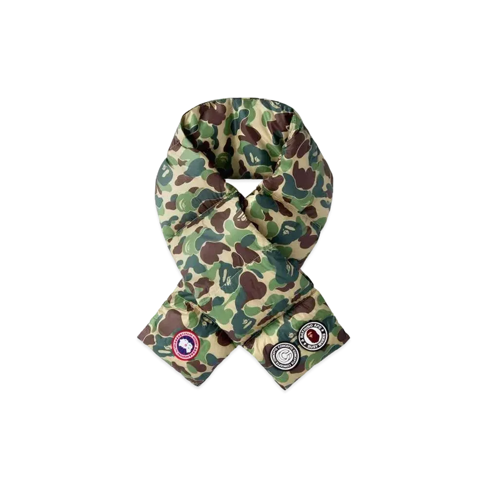 A BATHING APE CANADA GOOSE ABC CAMO DOWN SCARF FOR BAPE® x CONCEPTS "Green"