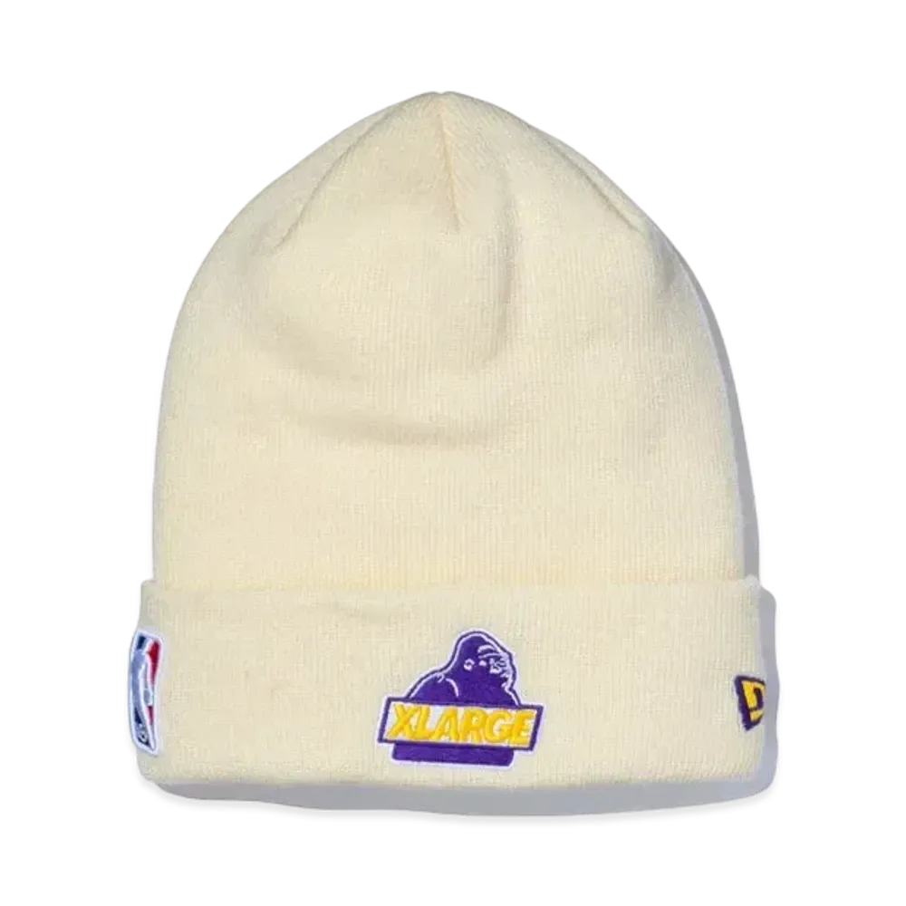 XLARGE x New Era x NBA LAKERS MIX LOGO CUFF BEANIE "Off White"