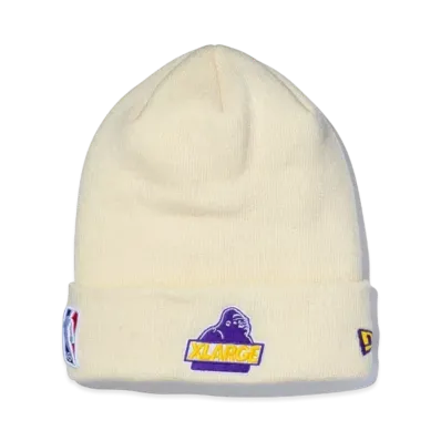 XLARGE x New Era x NBA LAKERS MIX LOGO CUFF BEANIE "Off White"