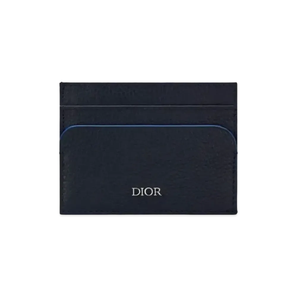 Dior Grain Cow Leather Card Holder "Navy"