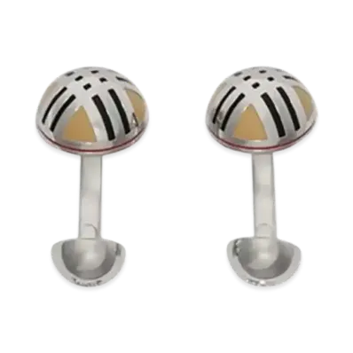 Burberry Enamel Check Cufflinks "Silver"