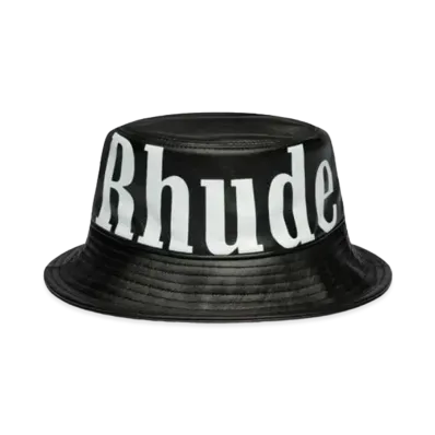 RHUDE Logo Leather Bucket Hat "Black"