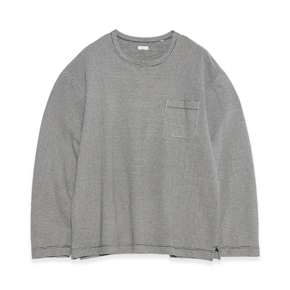 nanamica Micro Stripe Pocket L/S Tee "Navy/White"