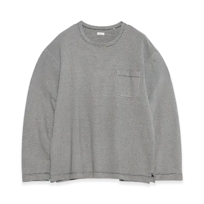 nanamica Micro Stripe Pocket L/S Tee "Navy/White"
