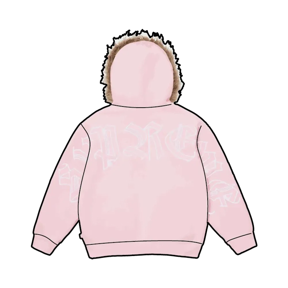 Supreme Faux Fur Zip Up Hooded Sweatshirt "Light Pink"