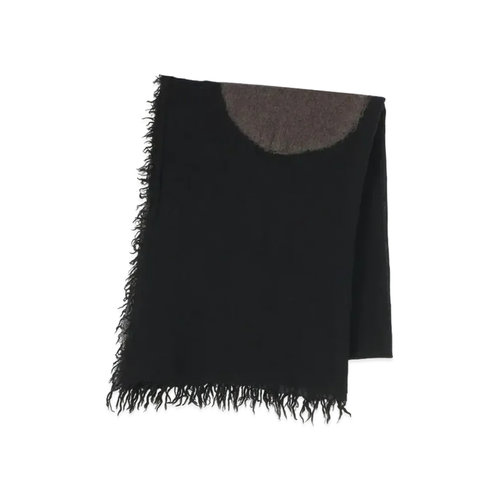 Yohji Yamamoto Y's WOOL NEEDLE PUNCH DOUBLE GAUZE DOT STOLE "Grey/Black"