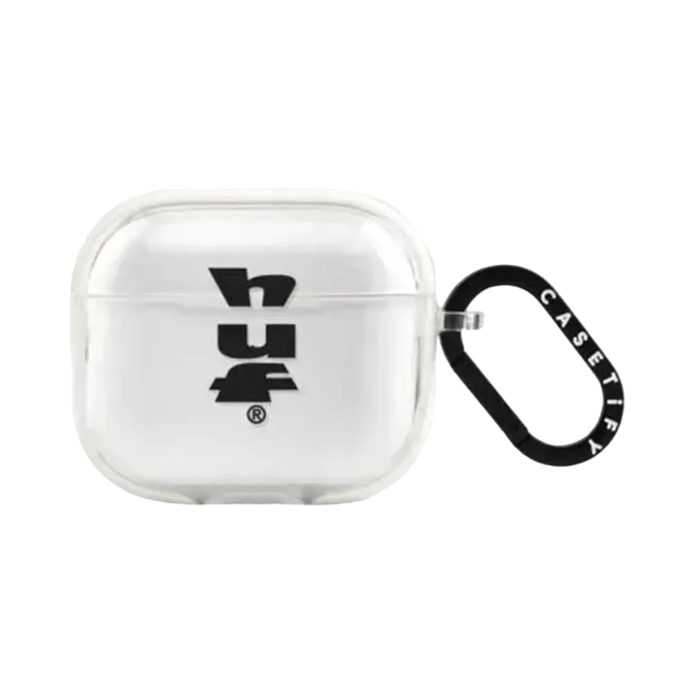 HUF x CASETiFY Black Logo Earbuds Case Impact Case (AirPods Pro 3st Generation) "Frost"