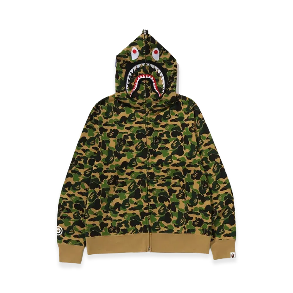 A BATHING APE Abc Camo Separate Shark Full Zip Hoodie "Green"