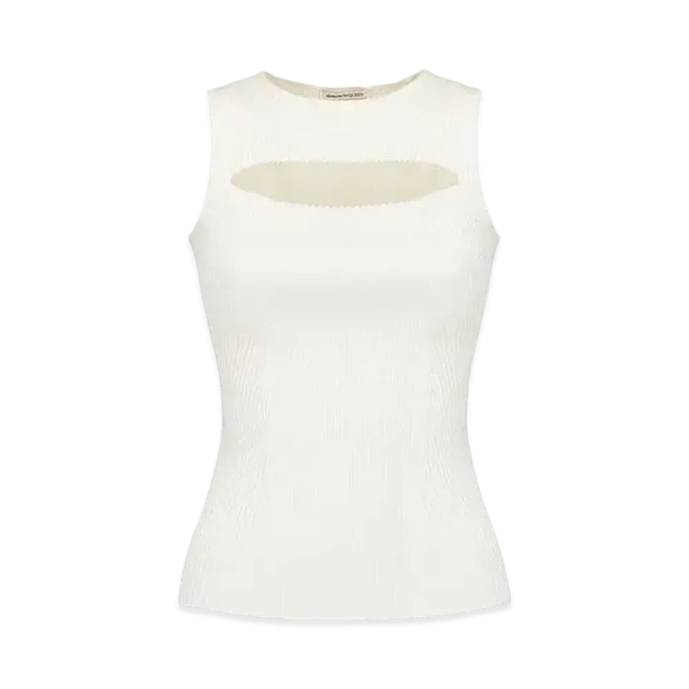 Alexander McQUEEN Slashed Knit Top "Ivory"