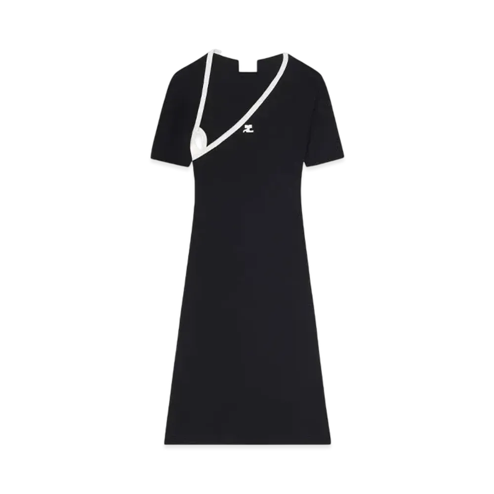Courreges Mini Slash Contrast Dress "Black/Heritage White"