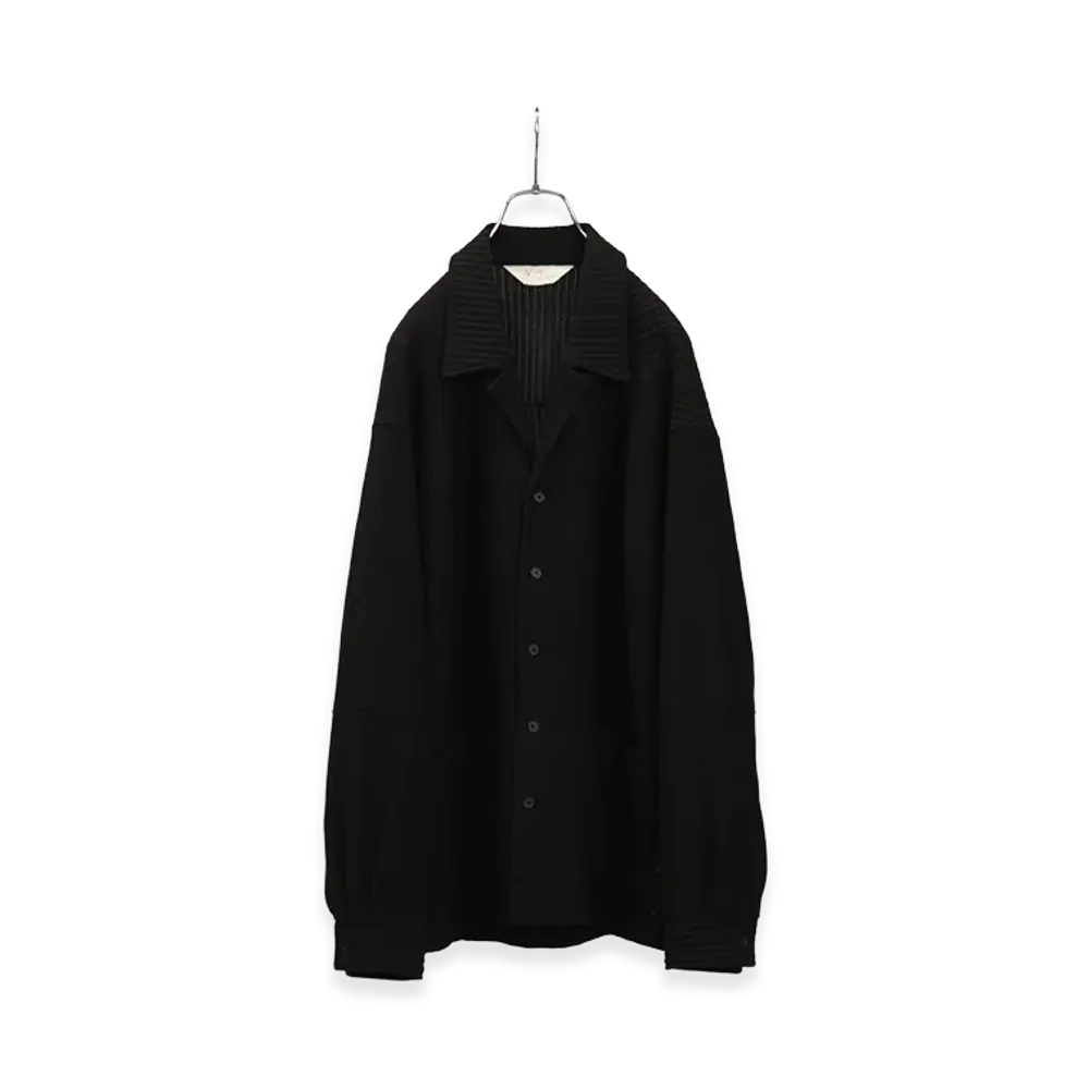 ANCELLM Wrinkled Stripe Shirt "Black"