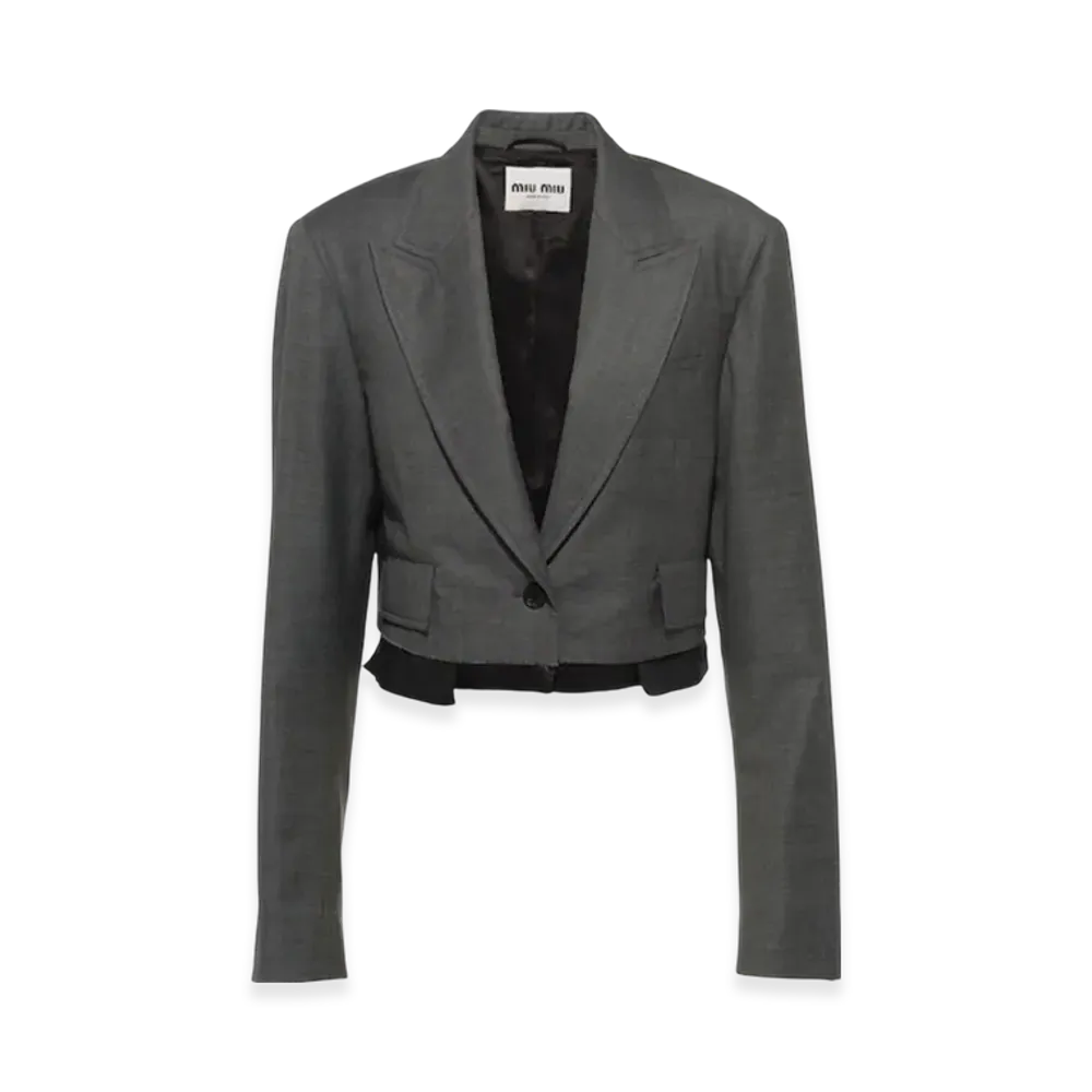 MIU MIU Women's Grisaille Single Breasted Jacket "Slate Grey"