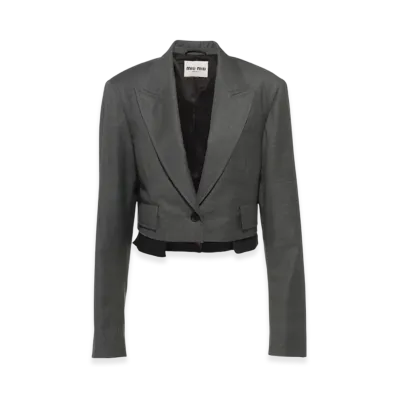 MIU MIU Women's Grisaille Single Breasted Jacket "Slate Grey"