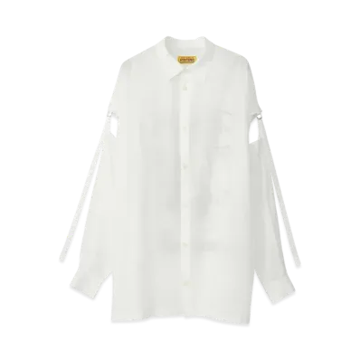 HYSTERIC GLAMOUR Shocking Bad Girl Slit Sleeve Shirt "White"
