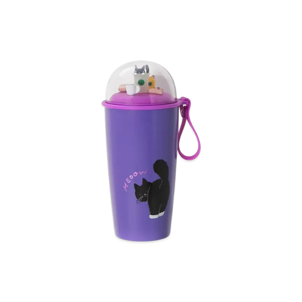 STARBUCKS Seasonal Goods "Playful Halloween Cat" Halloween 2025 Cup Shape Stainless Bottle Cat 355ml "Purple"