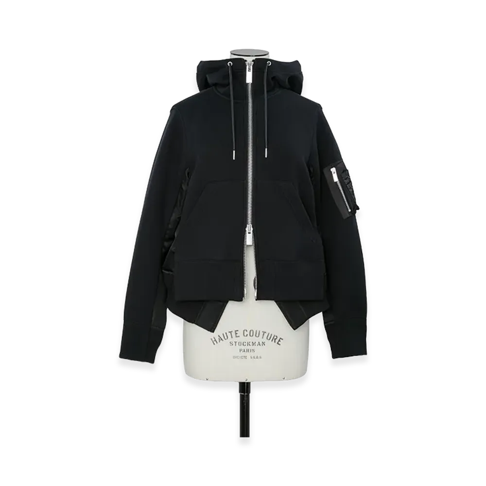 sacai Women's Sponge Sweat Hoodie "Black"