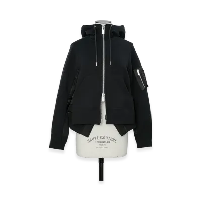 sacai Women's Sponge Sweat Hoodie "Black"
