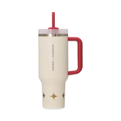 STARBUCKS Seasonal Goods "Bright New Year" 3Way Stainless Steel Tumbler Stanley 1183ml "Ivory"