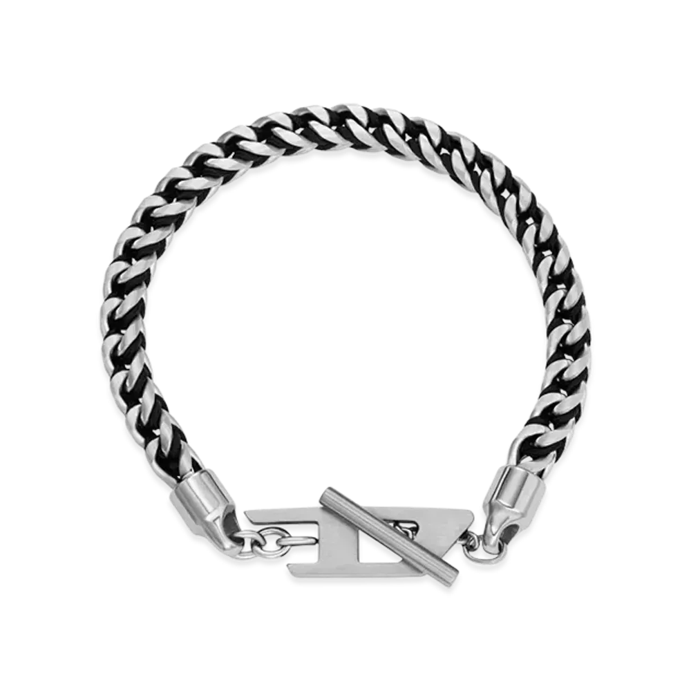 Diesel Dx1540040 Stainless Steel Woven Chain Bracelet "Silver"