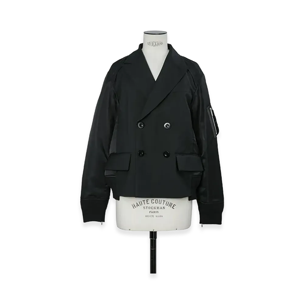 sacai Women's Suiting x Nylon Twill Jacket "Black"