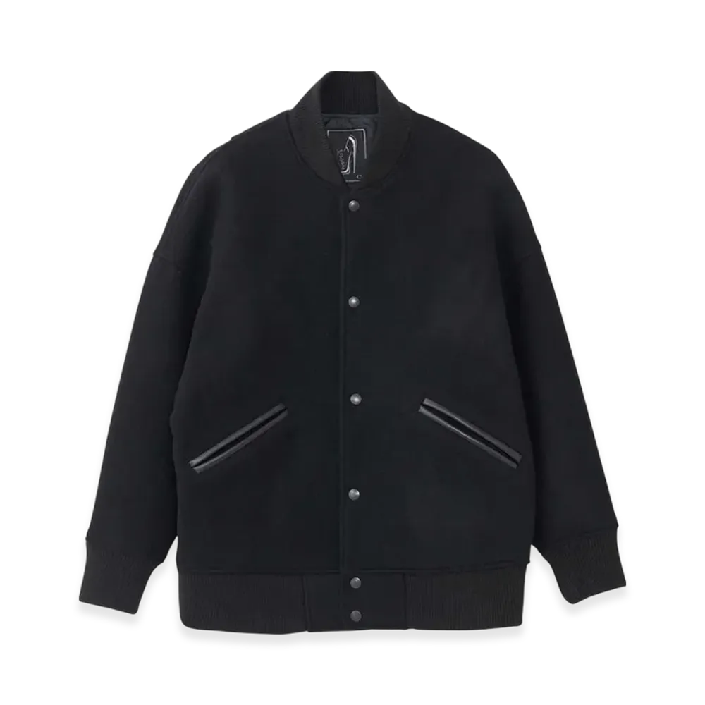 HYSTERIC GLAMOUR Bloody Cream Sequin Embroidery Oversized Stadium Jacket "Black"
