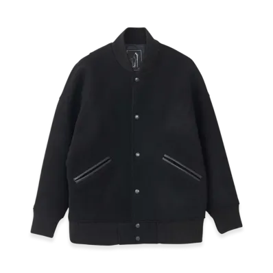 HYSTERIC GLAMOUR Bloody Cream Sequin Embroidery Oversized Stadium Jacket "Black"