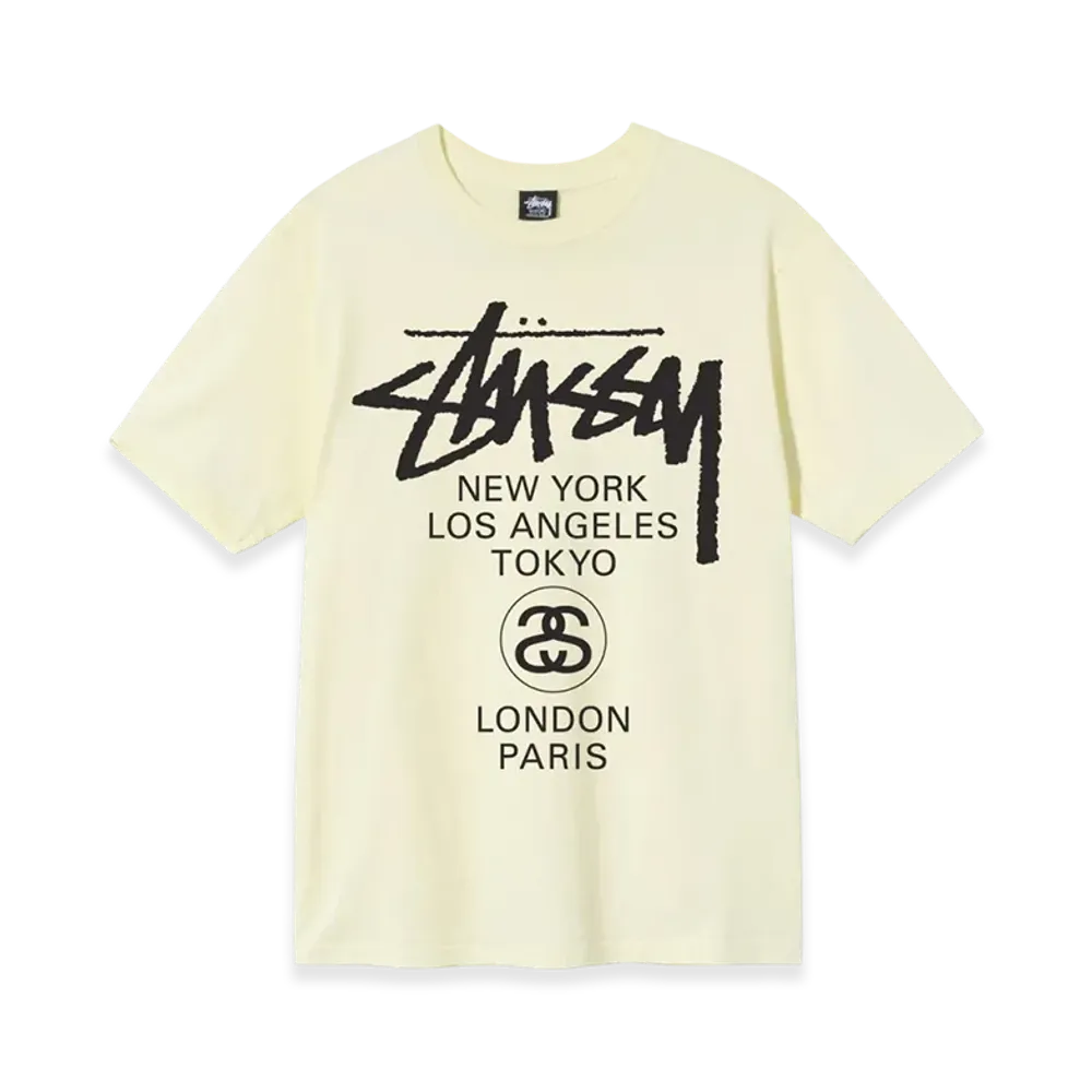 Stussy World Tour Tee 2021 "Pale Yellow"