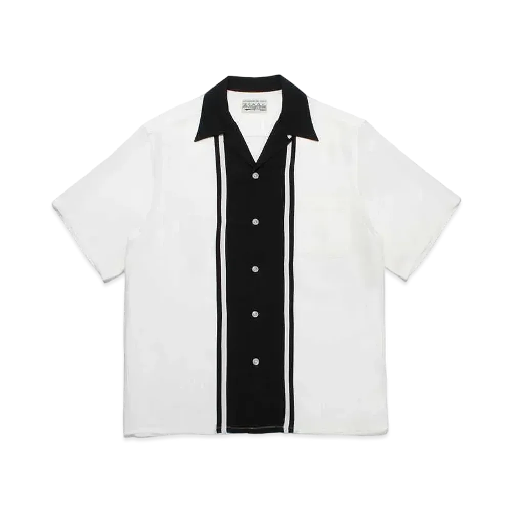 WACKO MARIA Two Tone 50's Open Collar Shirt "White"