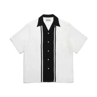 WACKO MARIA Two Tone 50's Open Collar Shirt "White"