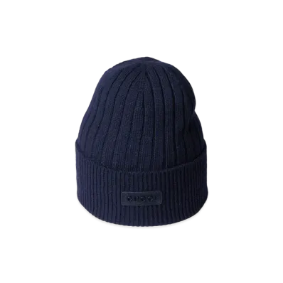 GUCCI Rib Knit Wool Hat "Dark Blue"