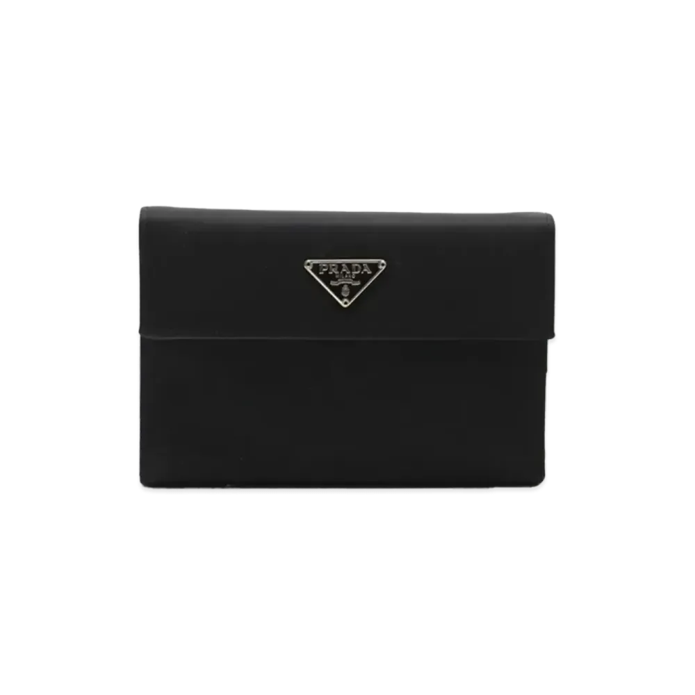 Prada Saffiano Nylon Compact Wallet "Black"