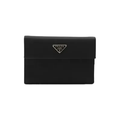 Prada Saffiano Nylon Compact Wallet "Black"