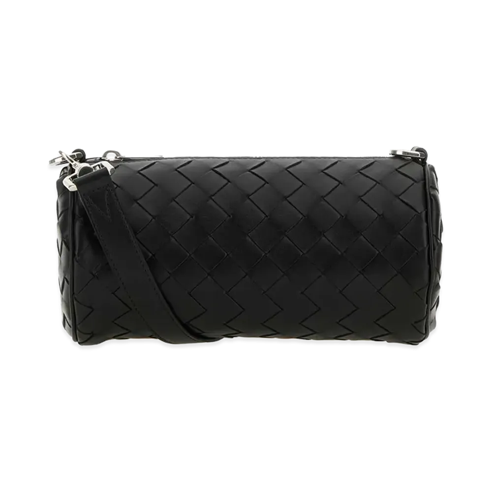 Bottega Veneta Leather Barrel Crossbody Bag "Black"