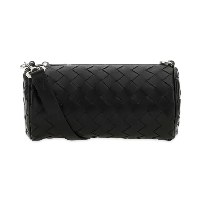 Bottega Veneta Leather Barrel Crossbody Bag "Black"