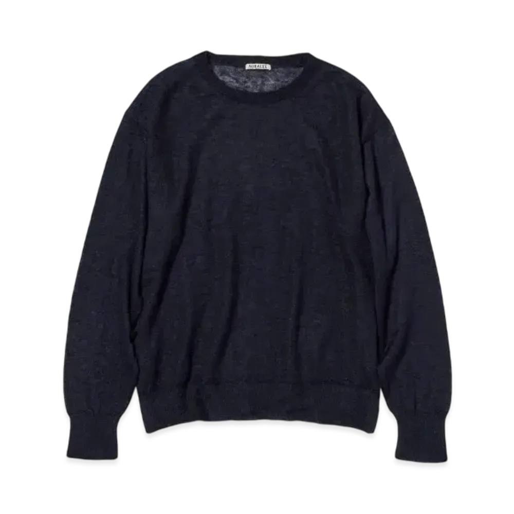 AURALEE Kid Mohair Sheer Knit P/O "Navy"