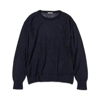 AURALEE Kid Mohair Sheer Knit P/O "Navy"