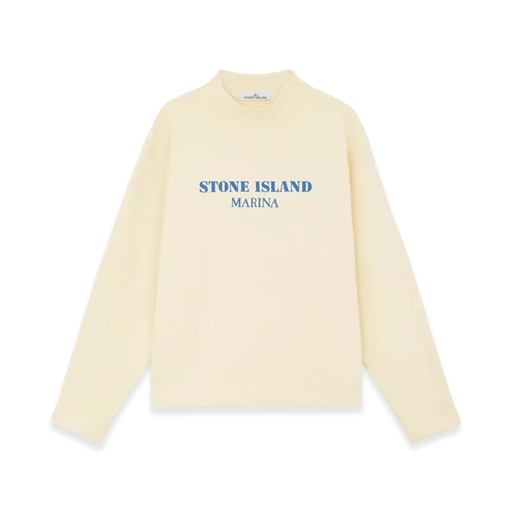 Stone Island 631X5 Cotton Fleece Stone Island Marina Oversized Fit Mock Neck Sweatshirt - 24FW "Butter"