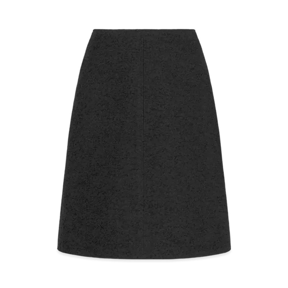 Dior Women's Virgin Wool and Cotton Boucle Blend Flared Skirt "Black"