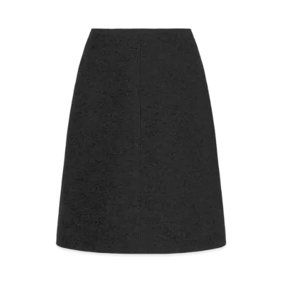 Dior Women's Virgin Wool and Cotton Boucle Blend Flared Skirt "Black"