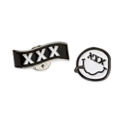 GOD SELECTION XXX 2PC SET PIN BADGE GX-S21-ST- "WHITE/BLACK"